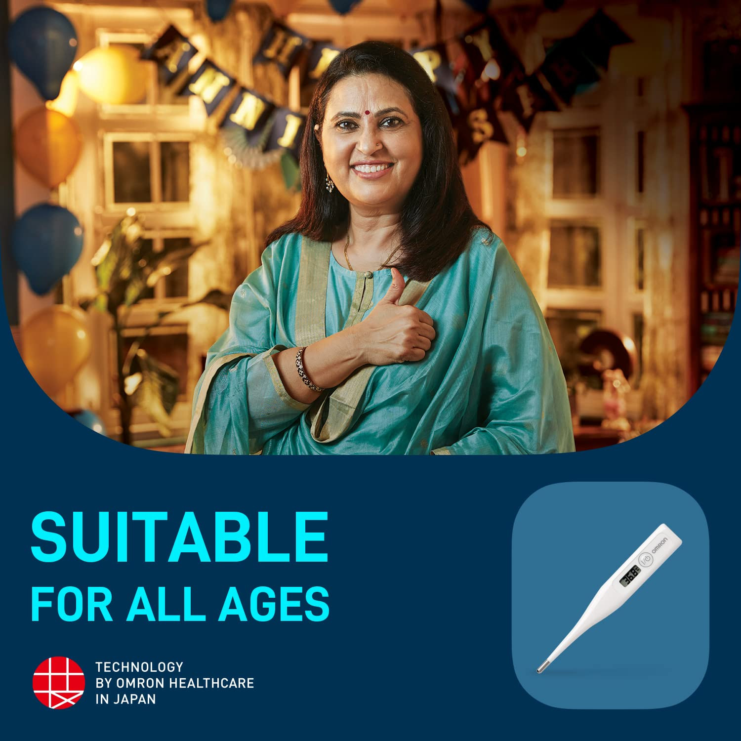 Omron MC 246 Digital Thermometer – Fast & Accurate Oral & Underarm Temperature with Water-Resistant Design